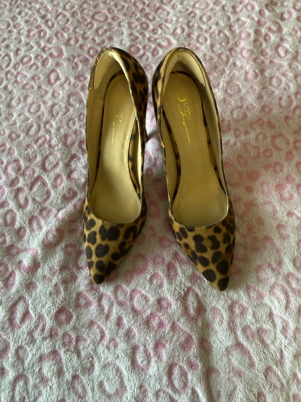 Leopard Print Pointed Toe High Heels - Brown/Black